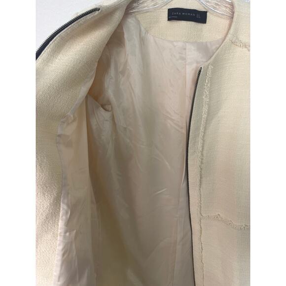 Zara Cream Tweed Boucel Jacket Size S - Picture 7 of 7